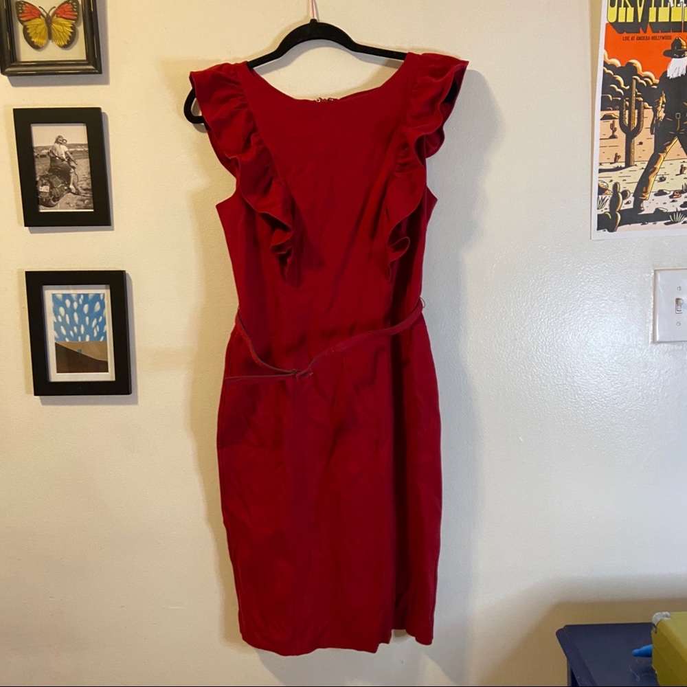 Sweet red ruffled wiggle dress